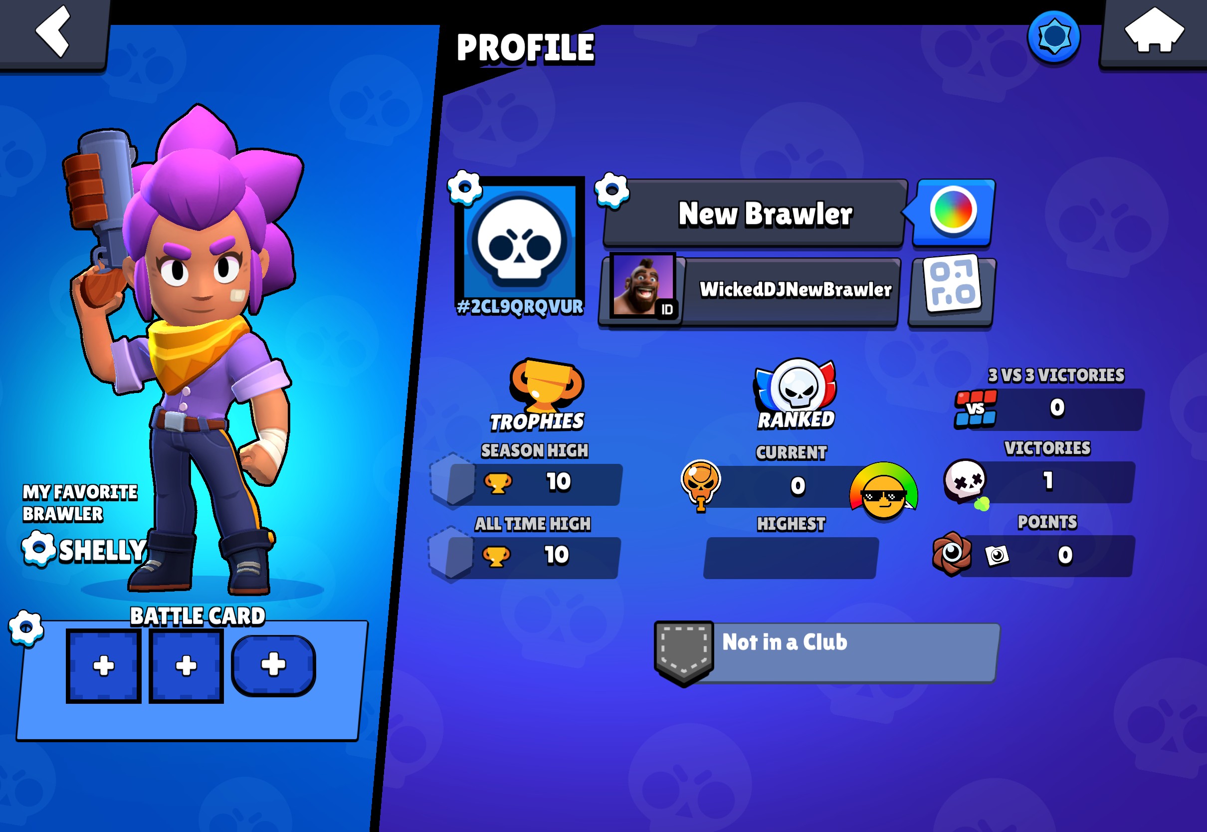 Brawl Stars example beginner account showing low-level Brawlers and starting resources